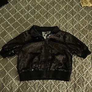 Children's Place Black Sequin Crop Jacket
